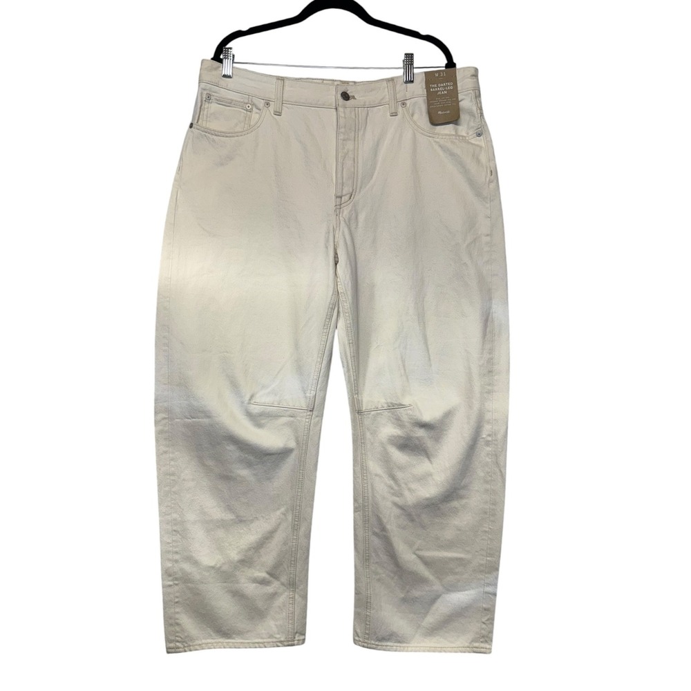 Madewell The Darted Barrel-Leg Jean Bone Off-White Size 31 NWT